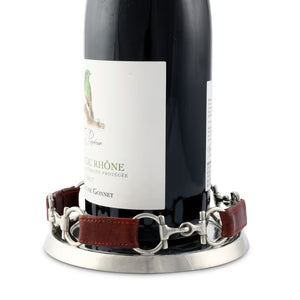 EQUESTRIAN HORSE BIT LEATHER WINE COASTER