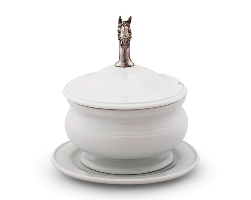Horsehead Porcelain Lidded Bowl