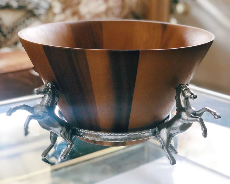 Horse Tall Wooden Salad Bowl
