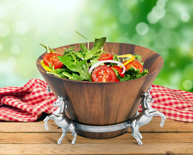 Horse Tall Wooden Salad Bowl