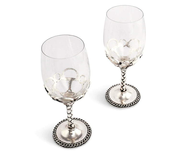 Equestrian Bit Pair of Wine Glasses Set of 2