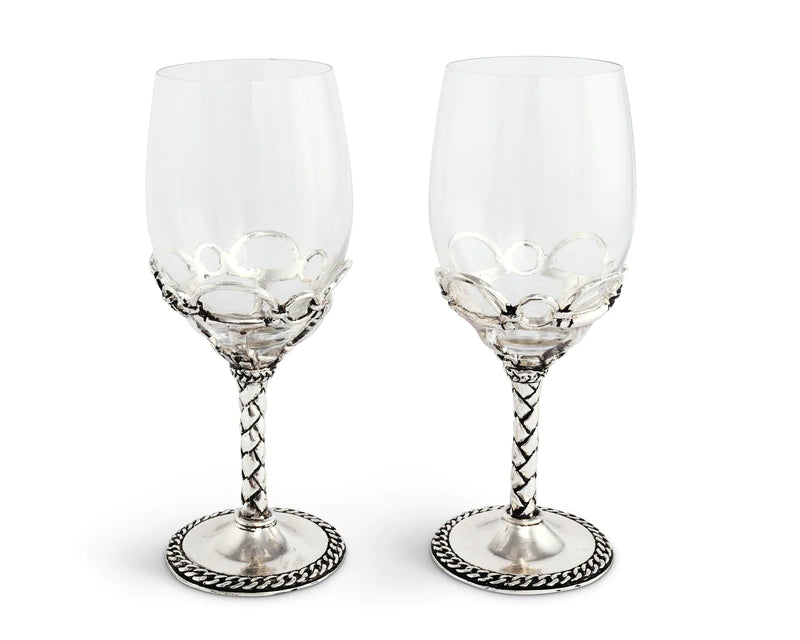 Equestrian Bit Pair of Wine Glasses Set of 2