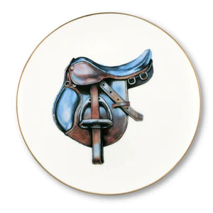 WELLINGTON ENGLISH SADDLE PATTERN BONE CHINA ROUND SALAD PLATE