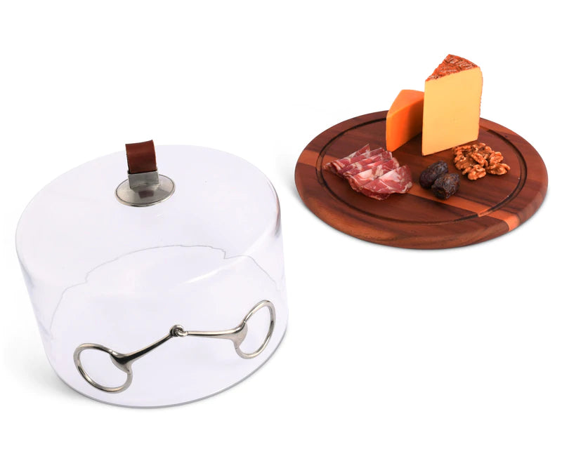 Horse  Bit Glass Covered Cheese Wood Board
