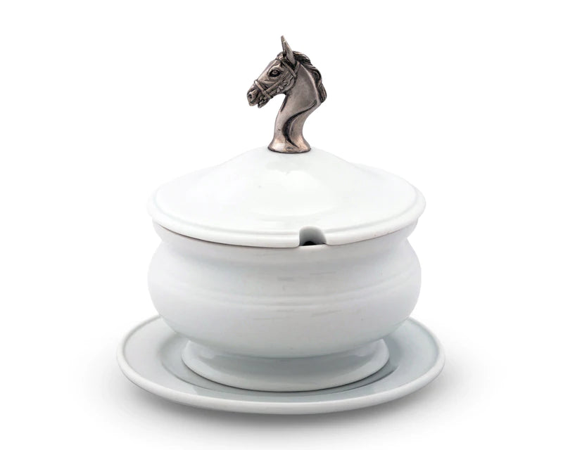 Horsehead Porcelain Lidded Bowl