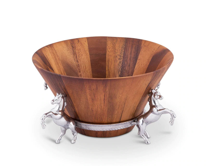 Horse Tall Wooden Salad Bowl