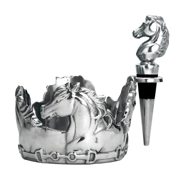 Equestrian Horse 2 Piece Wine Coaster Set